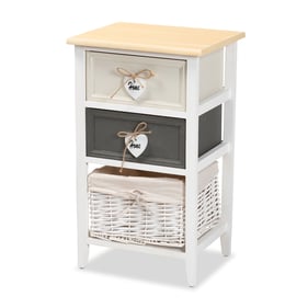 Baxton Studio Diella White Modern 2 Drawer Storage Chest with Basket