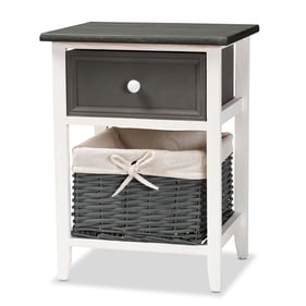 Baxton Studio Shadell Dark Grey Drawer Storage End Table with Basket