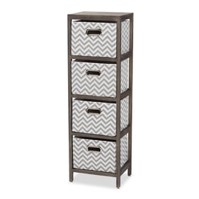 Baxton Studio Jorah Grey Modern Fabric 4 Basket Tallboy Storage Chest