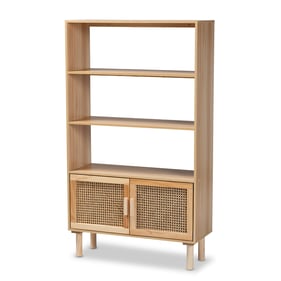 Baxton Studio Faulkner Natural Brown 2 Door Bookcase