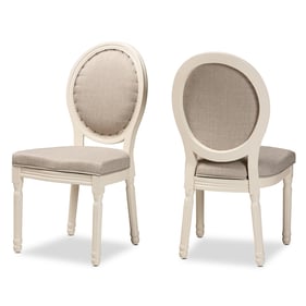 2 Baxton Studio Louis Grey Fabric White Wood Dining Chairs