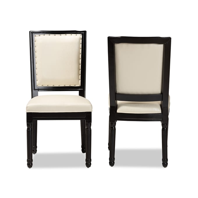 Baxton Studio Louane Traditional French Inspired Beige Faux Leather  Upholstered and Black Finished Wood 2-Piece Dining Chair Set - Wholesale  Interiors W-LOUIS-R-08-Black/Beige-Chair