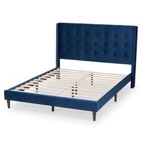 Baxton Studio Gothard Navy Blue Velvet Queen Platform Bed