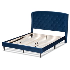 Baxton Studio Joanna Navy Blue Velvet Queen Platform Bed