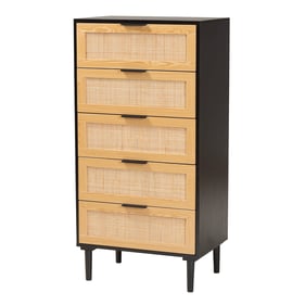 Baxton Studio Maureen Espresso Natural Brown 5 Drawers Storage Cabinet