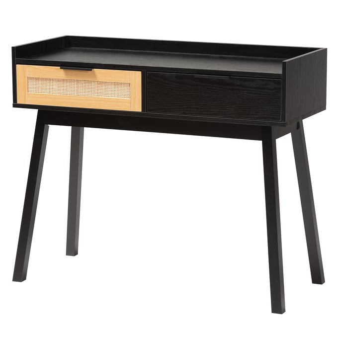 Baxton Studio Kalani Espresso Brown 2 Drawer Console Table BAX-SR191533-BRNTANRTN-CSLTBL