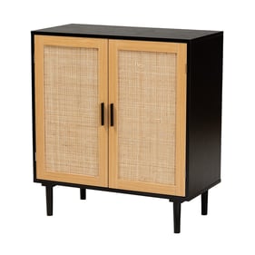 Baxton Studio Maureen Espresso Natural Brown 2 Doors Storage Cabinet