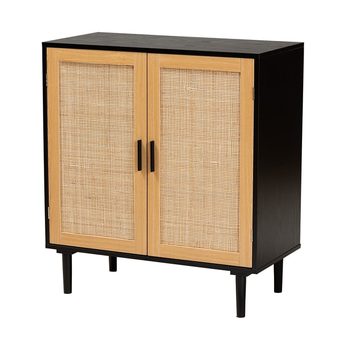 Baxton Studio Maureen Espresso Natural Brown 2 Doors Storage Cabinet BAX-SR191522-BRNTANRTNCABINET