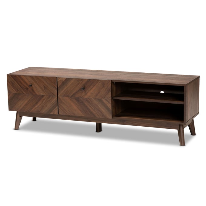 Baxton Studio Hartman Walnut Brown Wood TV Stand BAX-LV23TV2312WI-COLUMBIA-TV