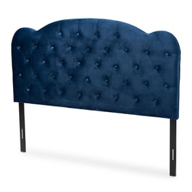 Baxton Studio Clovis Navy Blue Modern Velvet King Headboard