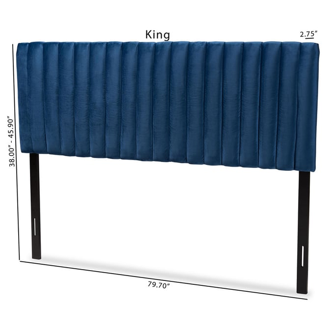 Baxton Studio Emile Navy Blue Velvet King Headboard The Classy Home