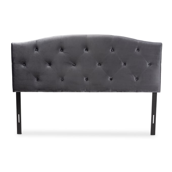 Baxton Studio Leone Grey Modern Velvet King Headboard The Classy