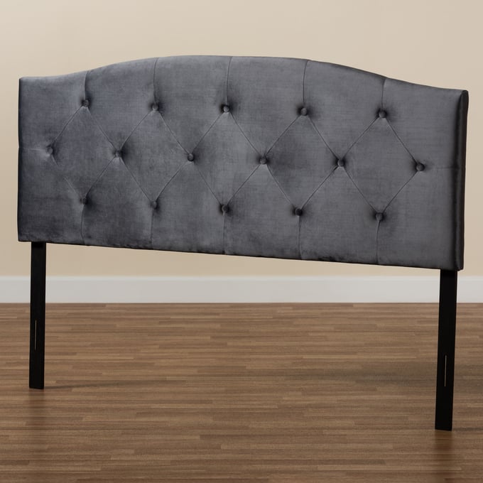 Baxton Studio Leone Grey Modern Velvet King Headboard The Classy