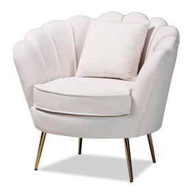 Baxton Studio Garson Beige Velvet Gold Metal Accent Chair