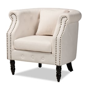 Baxton Studio Renessa Beige Velvet Arm Chair