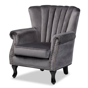 Baxton Studio Relena Grey Velvet Upholstered Armchair