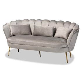 Baxton Studio Genia Grey Velvet Fabric Sofa