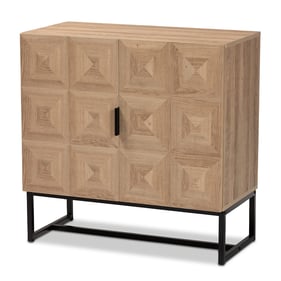 Baxton Studio Darien Natural Brown Black 2 Door Storage Cabinet