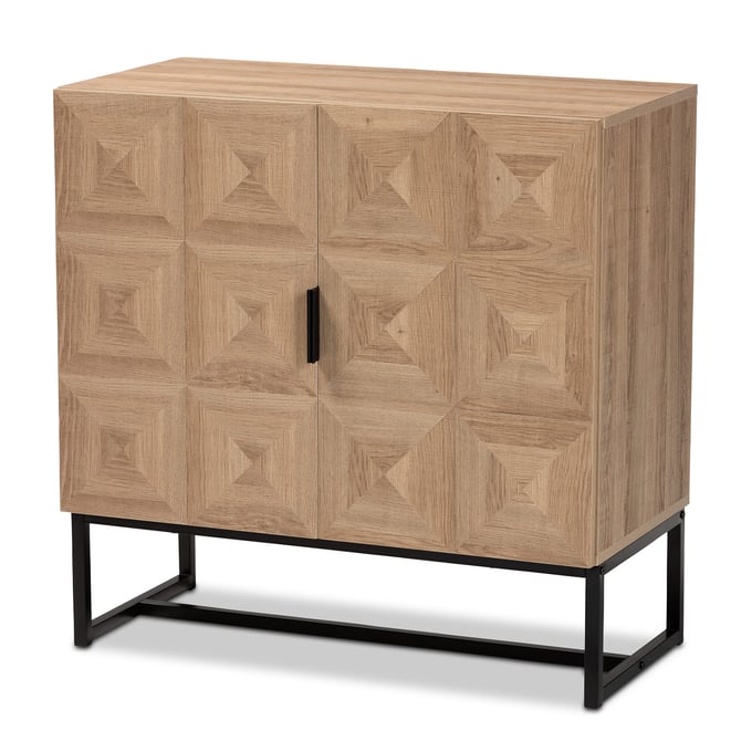 Baxton Studio Darien Natural Brown Black 2 Door Storage Cabinet BAX-LC21020904-TANWOODCABINET