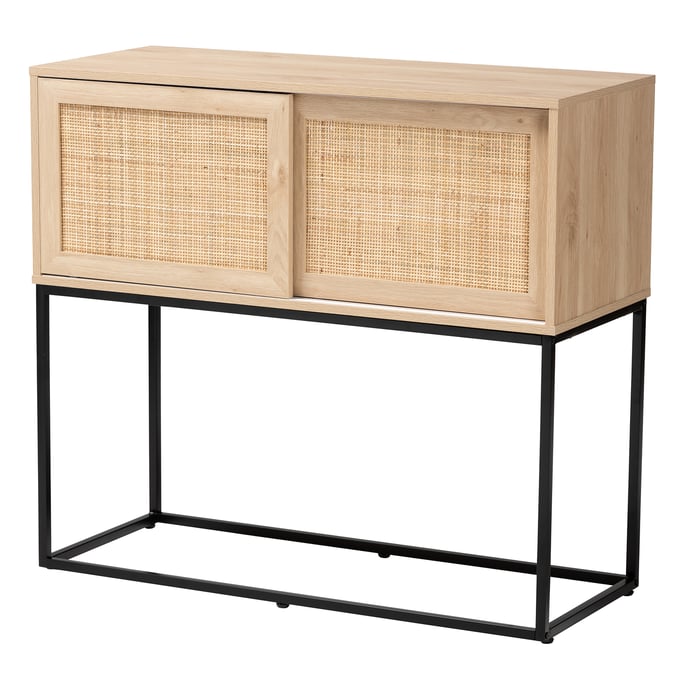 Baxton Studio Amelia Natural Brown Wood Sideboard Buffet BAX-LCF20003-RTN-MTL-SIDBD