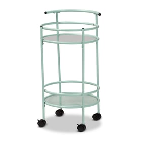 Baxton Studio Newell Mint Green Black 2 Tier Kitchen Cart