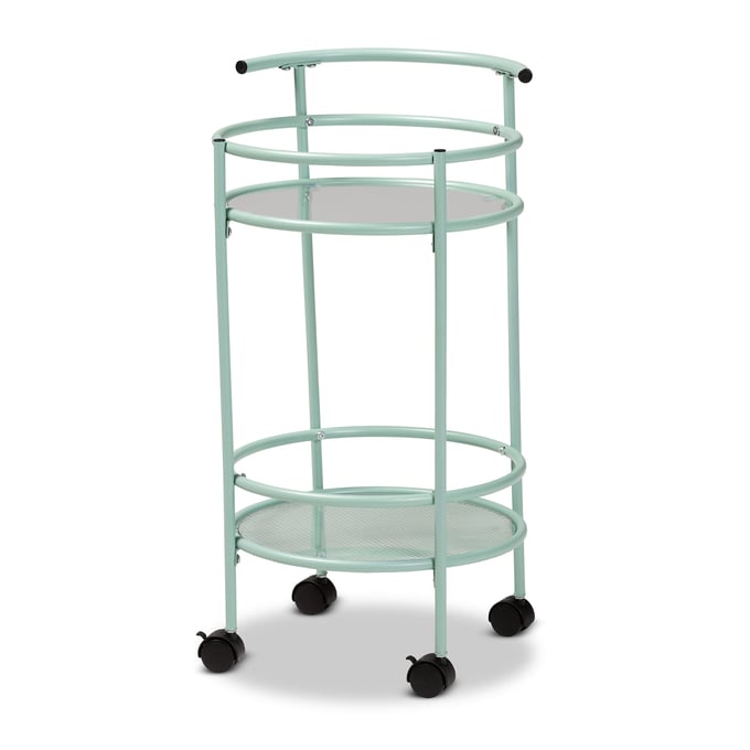 Baxton Studio Newell Mint Green Black 2 Tier Kitchen Cart BAX-LCF20171-MINT-GREEN-CART