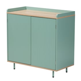 Baxton Studio Tavita Oak Brown Mint Green 2 Doors Sideboard Buffet