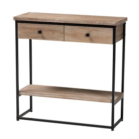 Baxton Studio Silas Natural Brown Wood 2 Drawer Console Table