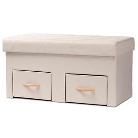 Baxton Studio Gerwin Beige Fabric Upholstered 2 Drawer Storage Ottoman