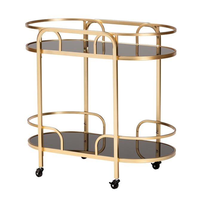 Baxton Studio Leighton Gold 2 Tier Wine Cart BAX-JY21A019-GOLD-CART