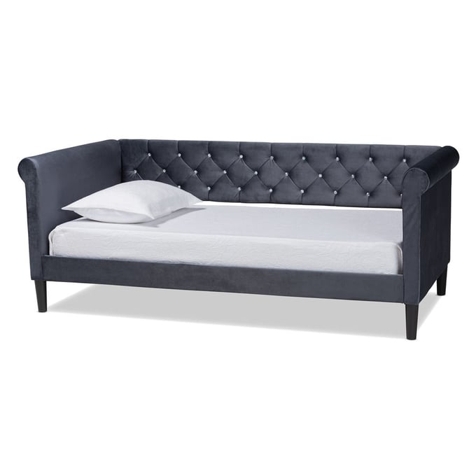 Baxton Studio Cora Grey Velvet Full Daybed BAX-CORA-GY-VLVT-DAYBED-FULL