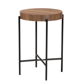 Baxton Studio Savion Walnut Brown Black End Table