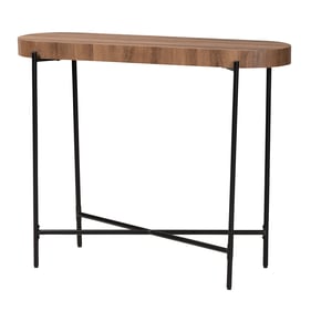 Baxton Studio Savion Walnut Brown Black Console Table