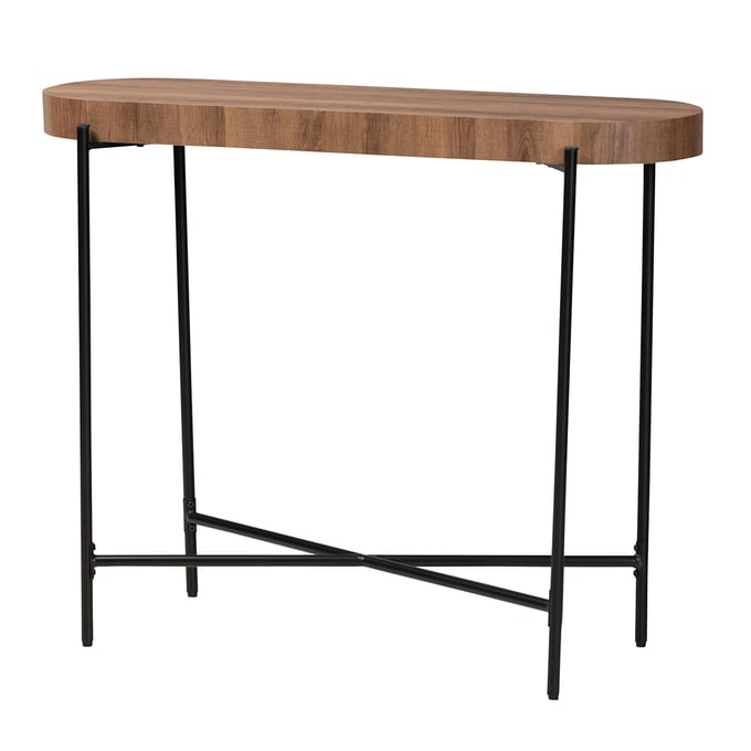 Baxton Studio Savion Walnut Brown Black Console Table BAX-LCF20448-CONSOLE-TABLE