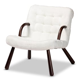 Baxton Studio Eisa White Sherpa Accent Chair