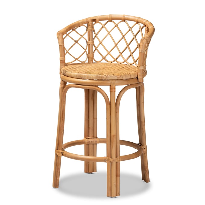 Baxton Studio Bali Pari Orchard Natural Brown Rattan Counter Stool BAX-ORCHARD-RATTAN-CS