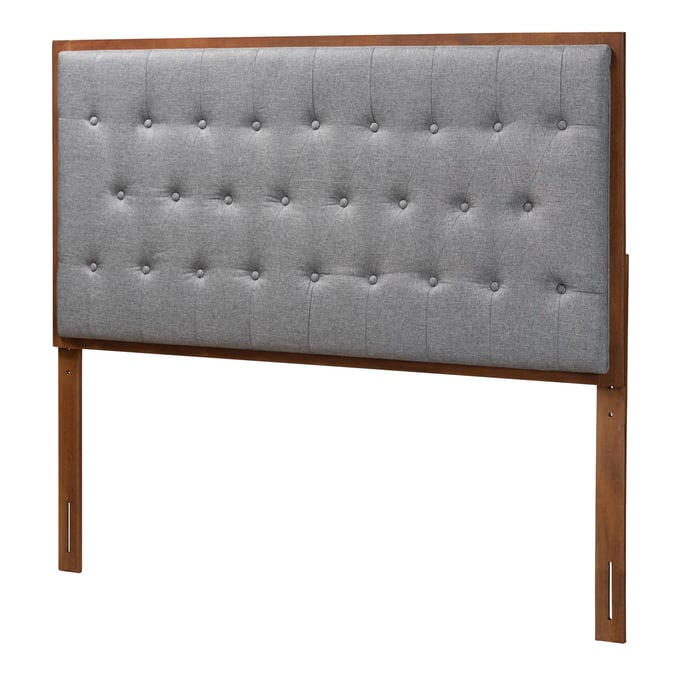 Baxton Studio Harumi Grey Walnut Brown Queen Headboard The