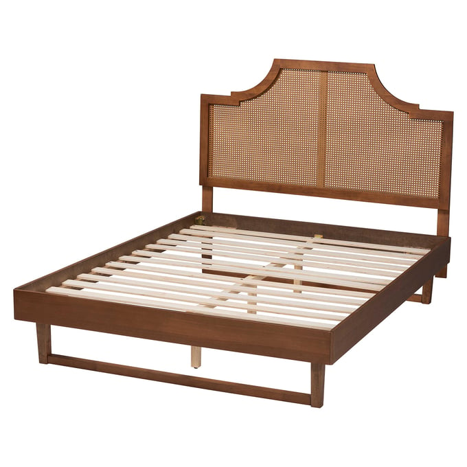 Baxton Studio Francine Walnut Brown Queen Platform Bed BAX-MG9774-97043-QUEEN