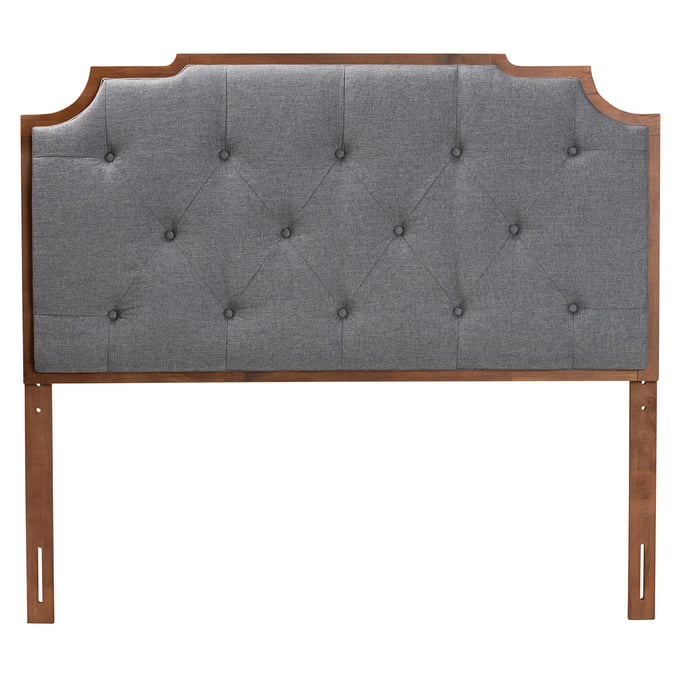 Baxton Studio Fortuna Grey Walnut Brown King Headboard The