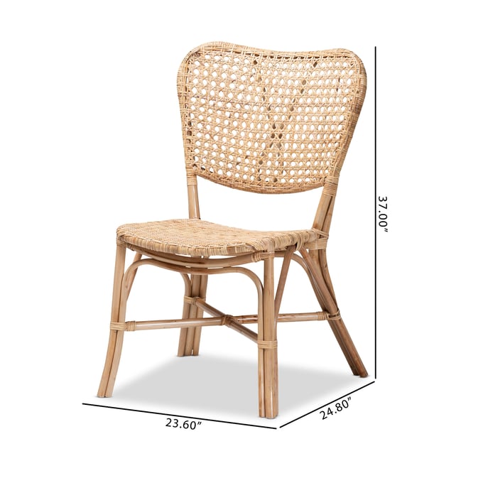 Baxton Studio Bali Pari Nadira Natural Brown Rattan Dining Chair