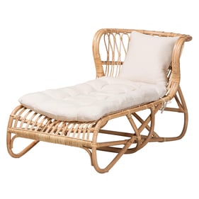 Baxton Studio Delara White Natural Brown Chaise