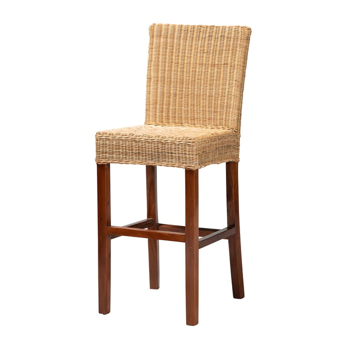 Baxton Studio Bali Pari Racquel Natural Brown Bar Stool BAX-DC9003-RATTAN-BS