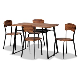 Baxton Studio Elida Walnut Brown Black 5pc Dining Set