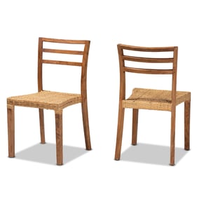 2 Baxton Studio Bali Pari Arthur Natural Brown Rattan Dining Chairs