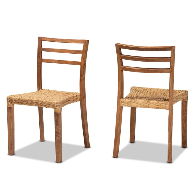 2 Baxton Studio Bali Pari Arthur Natural Brown Rattan Dining Chairs BAX-Arthur-Teak-DC