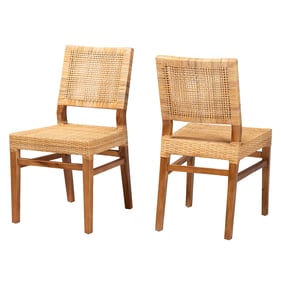 2 Baxton Studio Bali Pari Lesia Natural Brown Dining Chairs