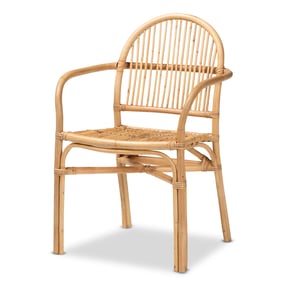 Baxton Studio Bali Pari Tugera Natural Brown Rattan Dining Chair