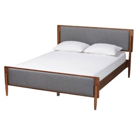 Baxton Studio Powers Grey Ash Walnut Queen Platform Bed