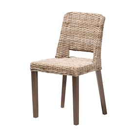 Baxton Studio Bali Pari Magy Greywashed Brown Rattan Dining Chair