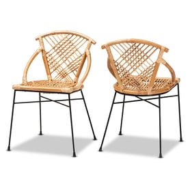 2 Baxton Studio Bali Pari Pro Natural Brown Rattan Dining Chairs